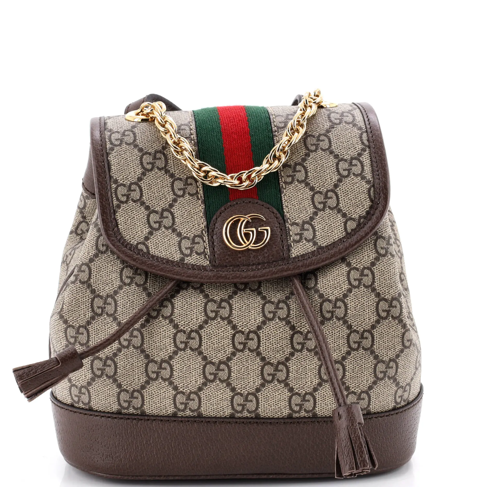 Pre-owned GUCCI Canvas Coated Backpacks Ophidia Flap Backpack GG Coated Canvas Mini by Rebag