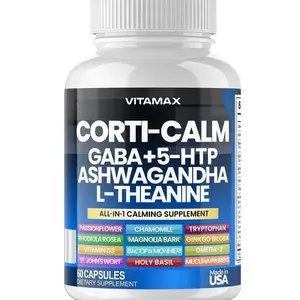Corti-Calm Cortisol Supplement, L Theanine, Ashwagandha, Vitamin D 3, GABA for Relaxation, Fatigue & Focus with Ginkgo Biloba, Bacopa Monnieri, 5-HTP – Non-GMO, Made in USA – 60ct