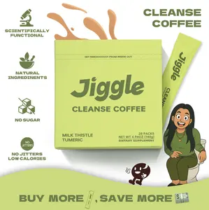 Jiggle Cleanse Black Coffee | Liver Cleanse & Detox | Tumeric & Milk Thistle | No Sugar No Jitters | 28 Packs On-the-Go Natural Functional Beverage