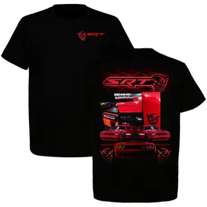 Triple Threat Dodge Challenger SRT Demon T-Shirt – Red Edition Muscle Car Graphic Tee, Performance Streetwear Top Menswear Car Enthusiast Gift For Men