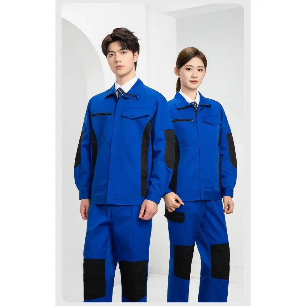 Men's Color-Blocked Abrasion-Resistant Work Pants - Multi-Pocket Labor Protection for Auto Repair/Electrical Work