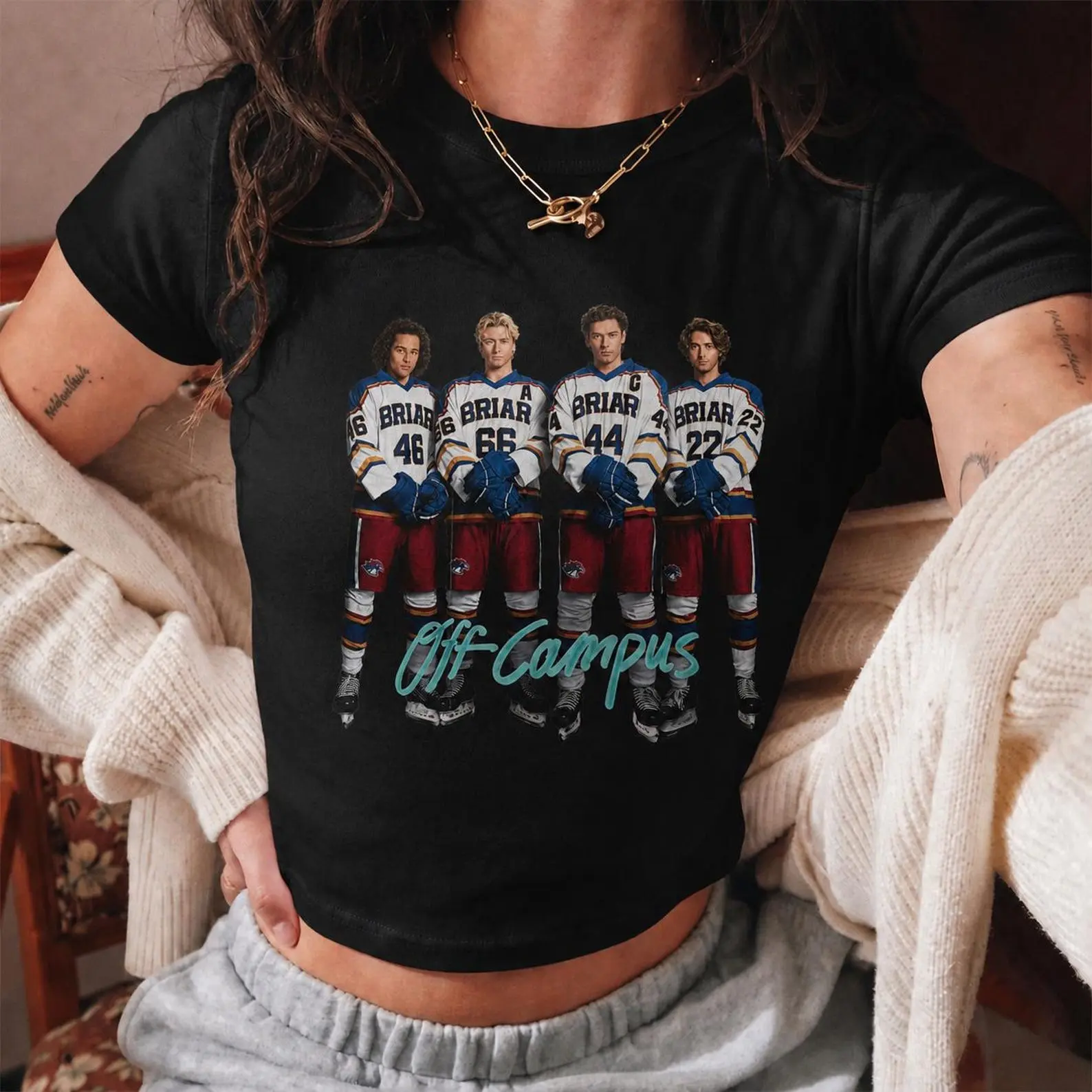 Off Campus Series Baby Tee, Briar Hockey Crop Top, Garrett Logan Tucker Dean Unisex Tee, Booktok Bookish Graphic Shirt