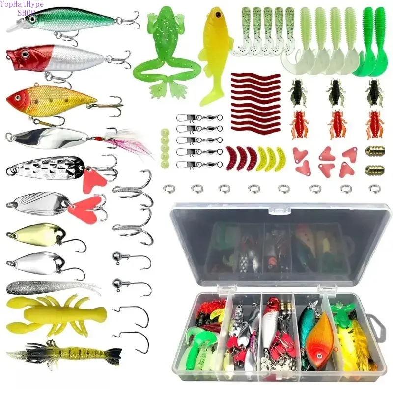78Pcs Topwater Fishing Lures Kit, All-in-One Freshwater Tackle Assortment, Soft Plastic Baits, Minnow, Popper, Crankbait, VIB and Spoon Lures, Durable Realistic Swimbaits, Portable Angling Accessories for Outdoor Freshwater Fishing and Daily Angler Use