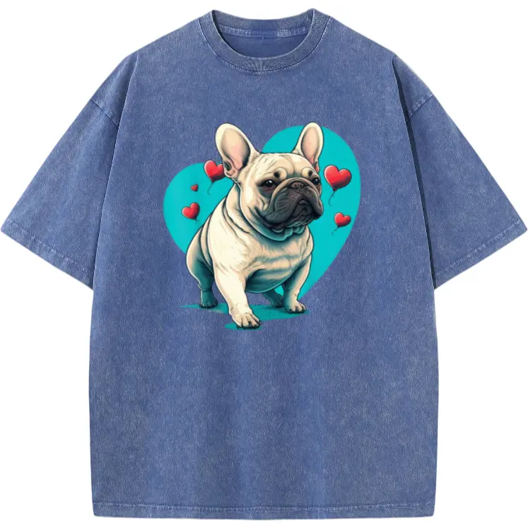 Cute French Bulldog Valentine’s Tee for Men – Heart Cutouts & Paw Prints, Ideal for Dog Lovers Year-Round Cotton Menswear