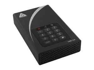Apricorn Aegis Padlock DT ADT-3PL256-12TB 12 TB Hard Drive - External - Desktop - TAA Compliant - USB 3.0 - 8 MB Buffer - Black - 256-bit Encryption Standard