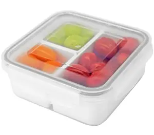 3 Compartment Snack Container, Small Divided Food and Snack Container with Lids for Adults, Microwave Safe, BPA Free, Reusable, 2.4 Cup (570ml)