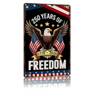 Vintage Sign USA 250th Anniversary Eagle Design Eagle And Flag Design American Freedom Patriotic Decor Wall Signs For Home Bedroom Front Door Yard Decor Aluminum 8 X 12 Inches