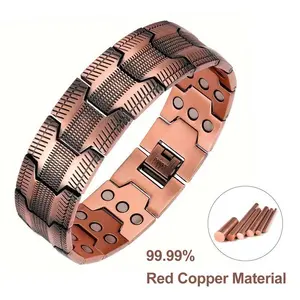 Copper Bracelet for Men, 3X Ultra Strength Magnetic Bracelets, 99.99% Pure Copper with 3500 Gauss Neodymium Magnets, Adjustable