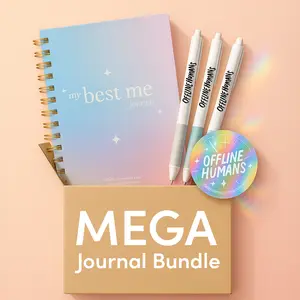 MEGA JOURNAL BUNDLE - The Best Me Journal, Frixion Erasable Pens 3-Pack, Sun Catcher Sticker for Mindful Rituals & Self-Discovery