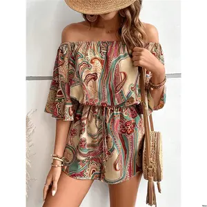 Knot Paisley EMERY ROSE Print Off Shoulder Front Romper