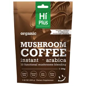 HiPlus Organic Mushroom Coffee Instant Arabica with 10 Functional Mushrooms | Weight & Immune Support | Lion’s Mane, Turkey Tail,Chaga & Reishi |