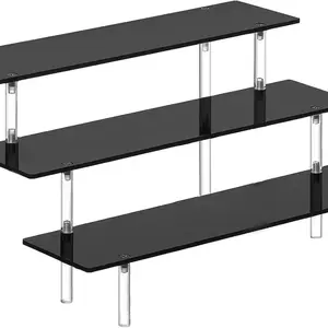 3 Tier Perfume Organizer Stand, Black Acrylic Risers Display Stands, Cologne Shelf Dessert Display for Party, Figure Stand Funko POP Shelves, Collection Cosmetic, Cupcake Stand Holder