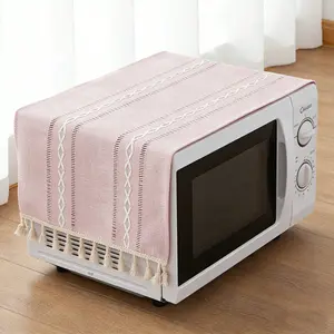 Geometric Jacquard Tablecloth, Kitchen Dust Cover, Microwave Dust Cloth, Coffee Table Cover, Bedside Cabinet Cover, Durable Cover, Household Dust Cover, Polyester Fabric