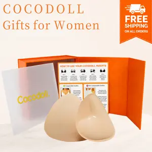Cocodoll Silicone Bra Inserts - Double-Sided Adhesive Ultra Boost Padding, Washable Lift, Waterproof Portable Accessories for Bikini, Swimsuit (Double Sided Boobtape, Sticky Invisible Bra, Snowy Sticky Inserts)