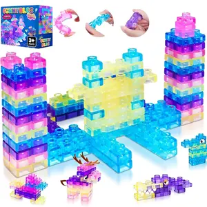 Montessori Soft Gel Stacking Toy Set, Stretchable Sensory Building Blocks, Squishy Blocks, Creative Puzzle Toys, Jelly Candy Scented