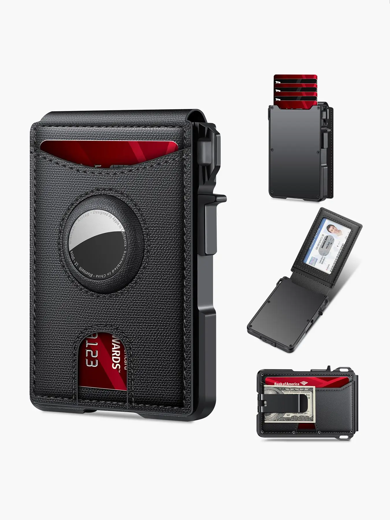 Men's Simple Style Plain Color Compact Portable Card Holder, Multi-functional Card Holder with Rfid Blocking Function, Wallets for Men, Casual Trendy