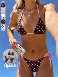 New Arrival Spring/Summer European And American Fashion Sexy Casual Elegant Polka Dot Print 3-Piece
