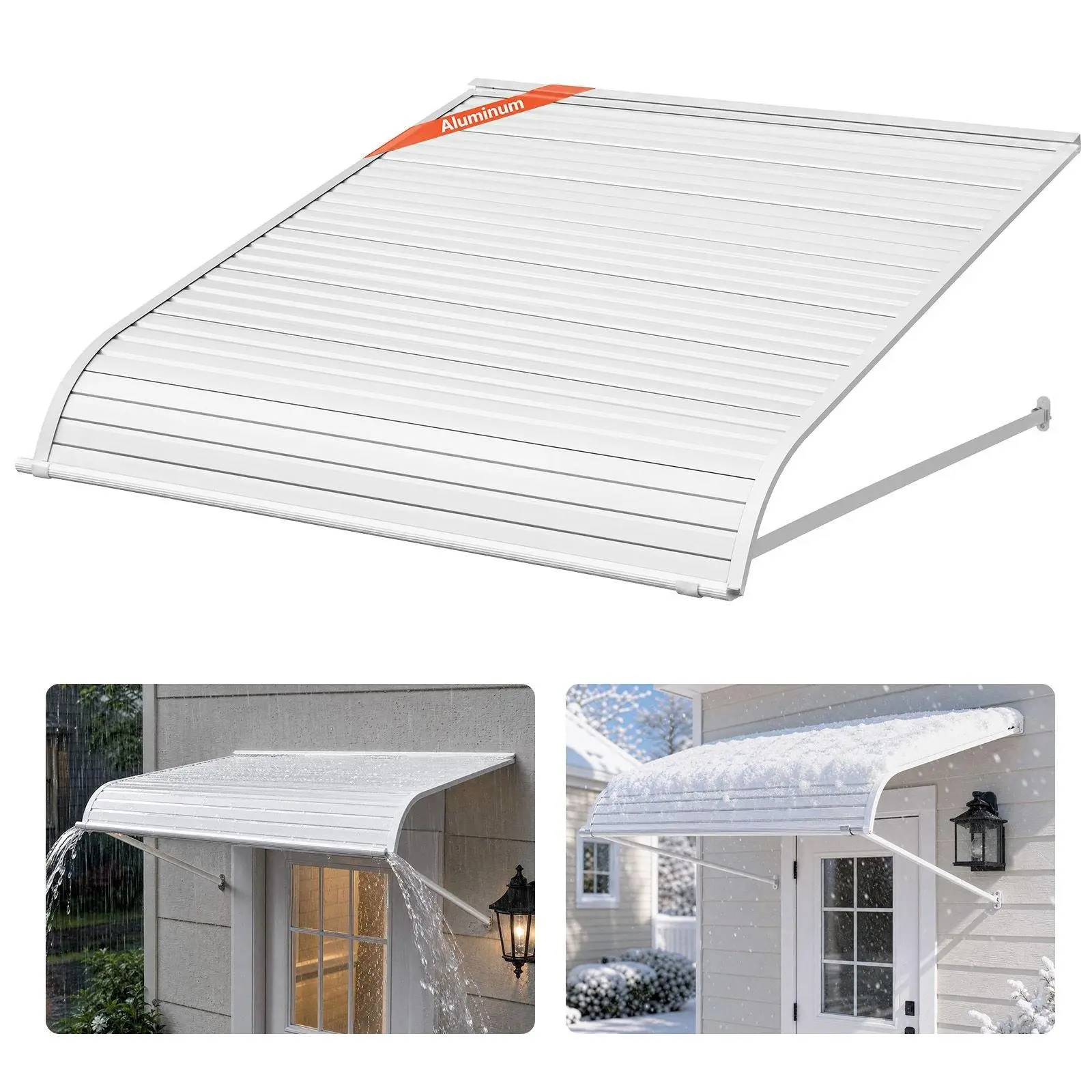 40x42 in Aluminum Window & Door Awning, Durable Lightweight Stable Exterior Canopy for Rain, Snow & Sun Protection – Patio, Porch Use