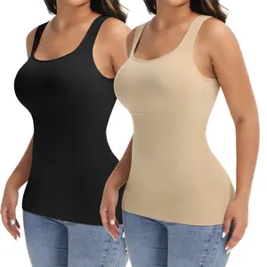 Women's Tummy Control Shapewear Tank Tops Seamless Square Neck Compression Tops Body Shaper Camisole Vest, Comfortable Breathable Farbic