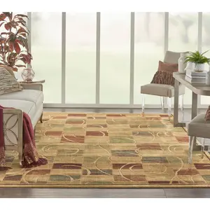 Nourison Expressions Beige Hand-Carved Soft Area Rug - Home Decor Decorative Piece, Modern Cubism Design, Affluent Look, Extravagant Texture, for Indoor Living Room Decor
