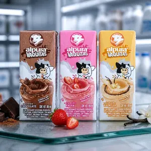 Alpura Cow Chocolate, Vanilla and Strawberry Flavored Drink for Milk Lovers - Dairy Choose Your Favorite Flavor
