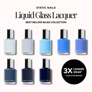 Static Nails Best-Selling Blue Liquid Glass Lacquer Collection- Lasts 3x Longer Than Other Nail Polish Brands- Chip-Resistant, Long-Lasting, Non-Toxic