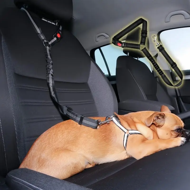 Retractable Pet Seat Belt, 2-in-1 Adjustable Pet Car Seat Harness & Pet Leash, Adjustable Safety Harness, Car Seat Belt for Dogs & Cats