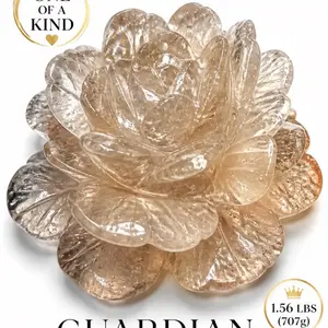Guardian Heart Rose  Hand-Carved Quartz Crystal | 1.56 lb Statement Piece | Light-Reactive Collector Carving