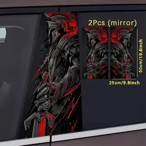 Spartan Warrior Pattern Car B-Pillar Stickers, PVC Self-Adhesive Waterproof Scratch-Resistant Decorative Stickers, Exterior Auto Accessories For Most Car Models