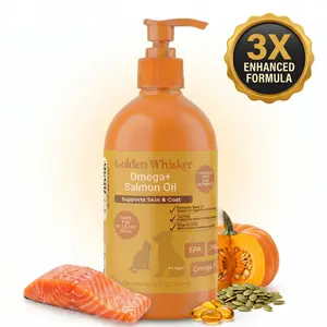 Golden Whisker Salmon Elixir for Cats & Dogs – Triple-Enhanced Omega-3 Formula with Vitamin E, Taurine & Pumpkin Seed Oil for Skin, Coat & Joint Health