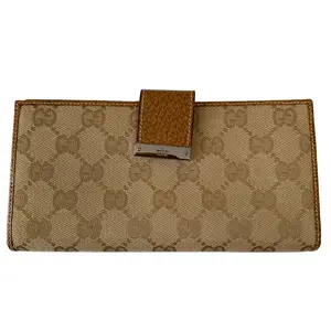 Pre-owned GUCCI Wallet Small Leather Goods monogram womens long 75 x38 authentic with COA