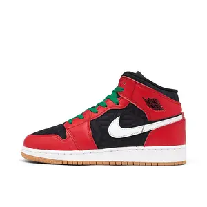 Youth Jordan 1 Mid SE Black/Fire Red-White-Malachite (DQ8418 006) (GS)
