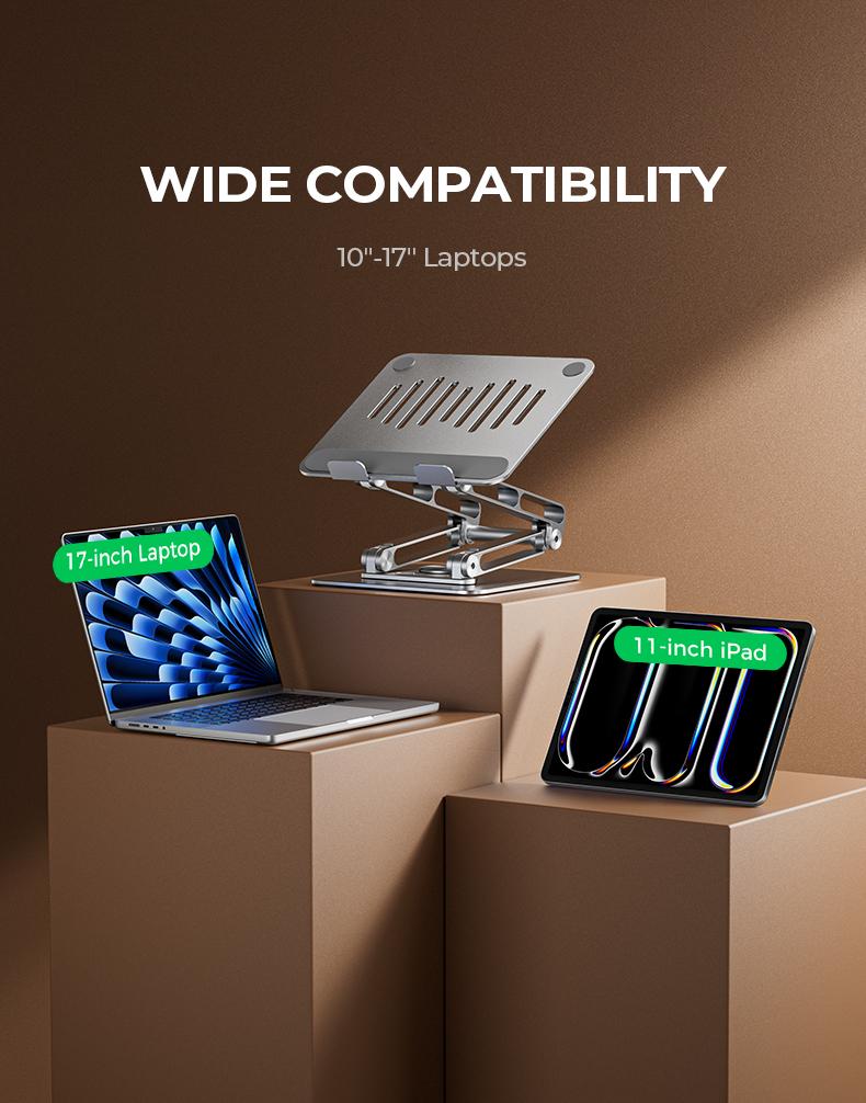 MAGIC JOHN Adjustable Laptop Stand for Desk, 360° Rotating Foldable Protable Laptop Riser Holder, Ergonomic Design Computer Notebook Stand Holder for MacBook Pro Air