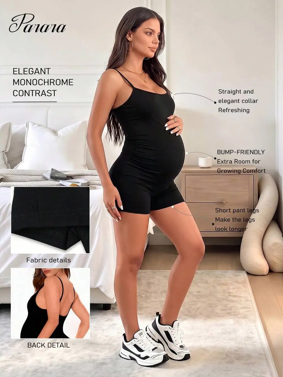Stride x [FS] Maternity Jumpsuit, Tight Fit Casual All-Season Style, Inner Layer, Sporty Casual Style, Evening Date , Festival Outfits For Women Black Summer