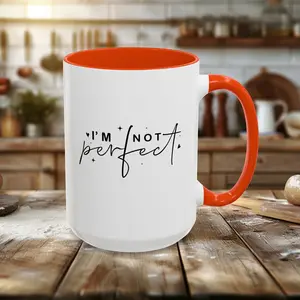Colorful Mugs (11oz, 15oz) - I’m Not Perfect - Self-Acceptance Quote Ceramic Drinkware