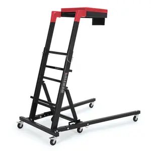 Topside Automotive Creeper – Adjustable Height 48"-66", 400 lbs Heavy-Duty Collapsible Engine Creeper, Collapsible with 6 Swivel Casters, Padded Deck, Tool Pouch, for Truck/SUV Garage Engine Maintenance, Red/Black/Green/Yellow