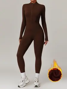 Women's Skiing Cycling Onesie Zip-up Long Sleeve Sporty Jumpsuit Stretchable Fall Winter Activewear for Skiing & Cycling