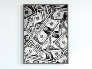 Money Poster, Black and White Wall Art, Luxury Print, Dollars Printable Wall Art, Maximalist Room Decor, Hypebeast Poster