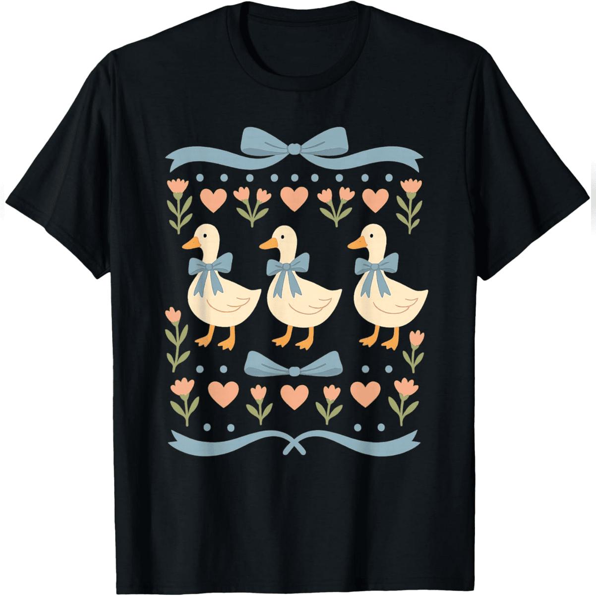 1980s Blue Ribbon Goose With Hearts - Vintage 80s Goose T-Shirt Comfy Everyday T-Shirt