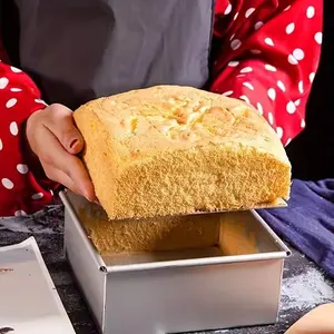 1pc 4-10 Inch Square Aluminum Cake Mold, Anode Bottom Design, Durable & Reusable, Multiple Sizes Available, Kitchen Tool