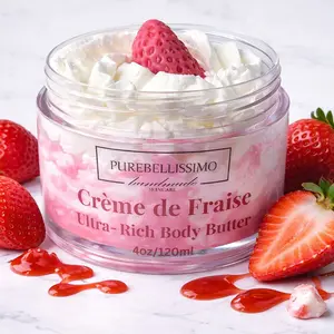 PureBellissimo Whipped Strawberry Body Butter Whipped Cream, Shea Body Glaze, Deep Moisture Glow