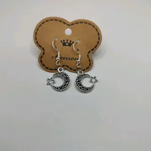 Rope Moon and Star Earrings - Hook Earrings with Rope Design and Star Charm, Cute and Durable for Everyday Wear