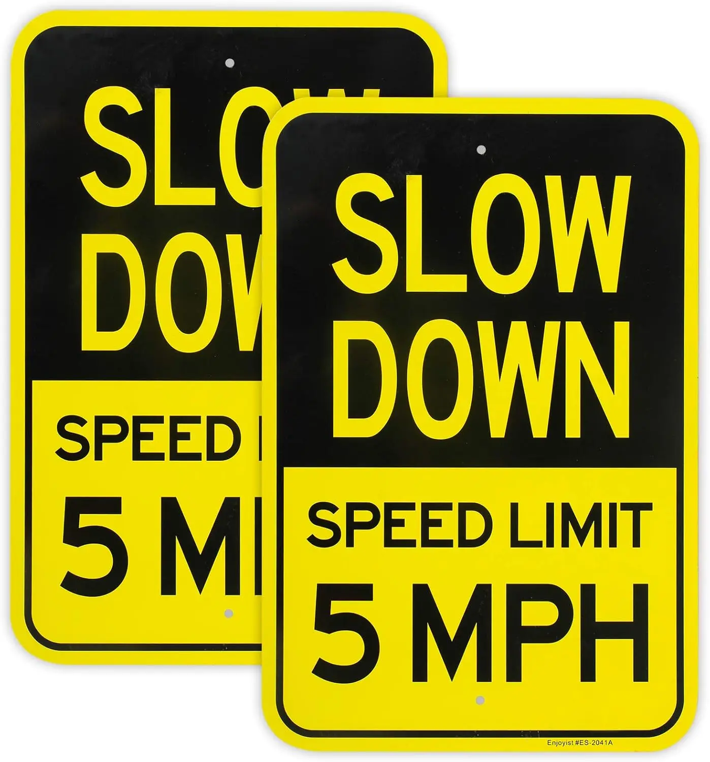 2-Pack Large Slow Down Sign, Speed Limit 5 MPH Sign, 16"x 12" .04" Aluminum Reflective Sign Rust Free Aluminum-UV Protected and Weatherproof