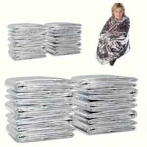 20pcs Silver Thermal Blanket, 51.18inch * 82.68inch , Portable Outdoor Equipment durable brightness