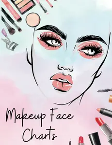 Makeup Face Charts | Gift for Makeup Artists: Make-up Practice Book | Blank Face and Eye Chart | Face Coloring Charts Large | 110 pages |