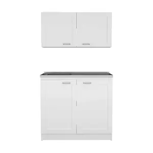 DEPOT E-SHOP Agate Cabinet Set, Two Parts Set, Countertop-White, For Kitchen