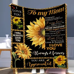 Sunflower Pattern Blanket, Soft Comfortable Throw Blanket, Cool Bedroom Bedding Blankets, Warm Napping Blanket for Home Office Travel, Floral Blanket, Slogan Print Blanket