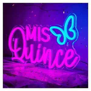 Sign Illuminated "Mis Quince"Neon Sign Wall Art Decoration For Gameroom Bedroom Livingroom Bar Party 40x22.5cm
