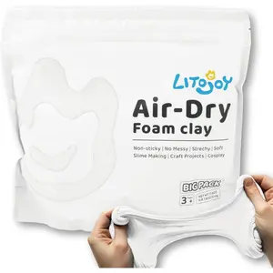 White Air Dry Foam Clay 500g/1.1lbs - Soft Modeling Clay for Art Projects, Cosplay Props, DIY Crafts and Slime Making (Light Weight & Easy to Mold)