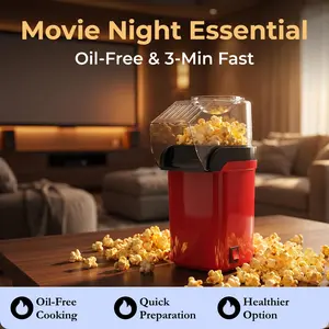 SINCHO Oil-Free Hot Air Popcorn Maker, 3 Mins Fast Popping, 95% Popping Rate, Low-Calorie Guilt-Free Snack Machine for Movie Night, Ideal Birthday Party & Father's Day Gift
